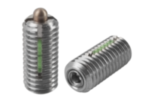 Spring plungers with hex socket and thrust pin, stainless steel, standard spring force, with thread lock - inch Spring plungers with hex socket and thrust pin, stainless steel, standard spring force, with thread lock - inch