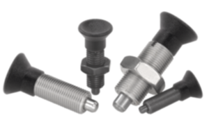 Indexing plungers, steel or stainless steel, without collar, with plastic mushroom grip - inch Indexing plungers, steel or stainless steel, without collar, with plastic mushroom grip - inch