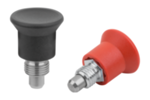 Indexing plunger mini steel or stainless steel with plastic mushroom grip Indexing plunger mini steel or stainless steel with plastic mushroom grip