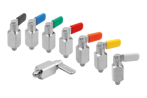 Cam-action indexing plungers, stainless steel with square sleeve Cam-action indexing plungers, stainless steel with square sleeve