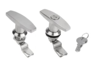 Cuartos de vuelta de acero inoxidable con empuñadura en T 1.4401, cierre con llave, diámetro de la carcasa 32 mm Cuartos de vuelta de acero inoxidable con empuñadura en T 1.4401, cierre con llave, diámetro de la carcasa 32 mm