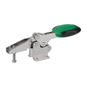 Toggle clamps horizontal with Safety Interlock with flat foot and adjustable clamping spindle, stainless steel Toggle clamps horizontal with Safety Interlock with flat foot and adjustable clamping spindle, stainless steel