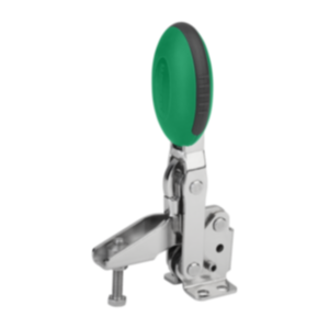 Toggle clamps vertical with flat foot and adjustable clamping spindle, stainless steel Toggle clamps vertical with flat foot and adjustable clamping spindle, stainless steel