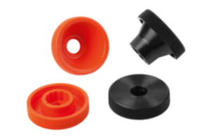 Knurled knobs for screws with hex head Knurled knobs for screws with hex head