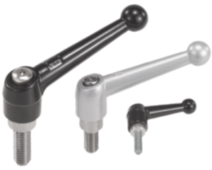 Adjustable Handles, Classic ball style, zinc, bolts and internal components in stainless steel, external thread, inch