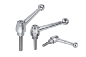 Adjustable handles, electropolished stainless steel, with external thread, threaded insert stainless steel Adjustable handles, electropolished stainless steel, with external thread, threaded insert stainless steel
