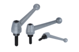 Adjustable handles, steel with external thread, threaded pin black oxidized steel