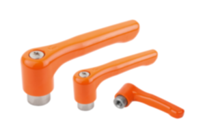 Adjustable handles, die-cast zinc, flat with internal thread, pure orange satin finish, threaded insert stainless steel - inch Adjustable handles, die-cast zinc, flat with internal thread, pure orange satin finish, threaded insert stainless steel - inch