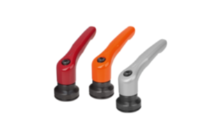 Adjustable handles, die-cast zinc with internal thread and clamping force intensifier, satin finish, threaded insert black oxidized steel Adjustable handles, die-cast zinc with internal thread and clamping force intensifier, satin finish, threaded insert black oxidized steel