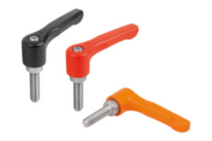 Adjustable handles, die-cast zinc, flat with external thread, threaded pin stainless steel - inch Adjustable handles, die-cast zinc, flat with external thread, threaded pin stainless steel - inch
