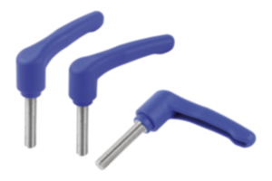 Adjustable handles, plastic, visually detectable with external thread, threaded pin stainless steel