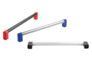 Tubular handles, aluminum or stainless steel with plastic grip legs
