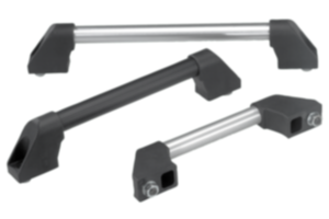 Tubular handles, aluminum with plastic grip legs, slanted both sides Tubular handles, aluminum with plastic grip legs, slanted both sides