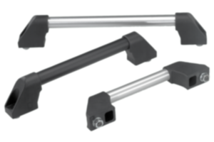 Tubular handles, aluminum with plastic grip legs, slanted both sides