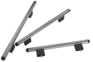 Tubular handles, stainless steel with aluminum tube holders Tubular handles, stainless steel with aluminum tube holders