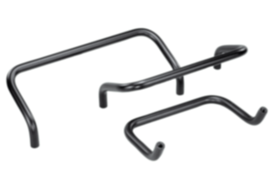 Pull handles, anodised aluminum, rounded angled, round profile Ø16 and 18, mounted from the rear Pull handles, anodised aluminum, rounded angled, round profile Ø16 and 18, mounted from the rear