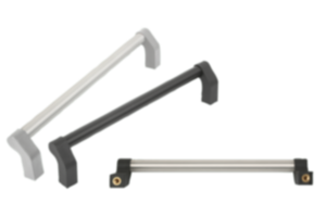 Tubular handles, aluminum, angled with plastic grip legs Tubular handles, aluminum, angled with plastic grip legs