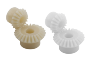 Ruedas cónicas de plástico, relación de transmisión 1:1,5 inyectadas, dentado recto, ángulo de presión de 20° Ruedas cónicas de plástico, relación de transmisión 1:1,5 inyectadas, dentado recto, ángulo de presión de 20°