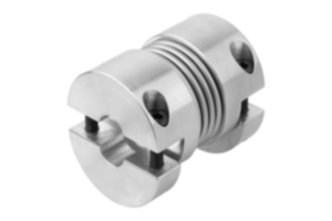 Metal bellows couplings with removeable clamp hubs Metal bellows couplings with removeable clamp hubs