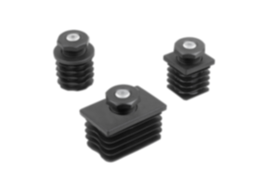 Adjustment plugs, plastic, with non-slip inserts for round and square tubes