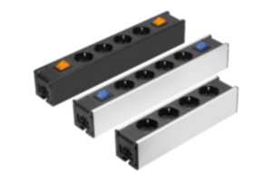 Socket strips in an aluminum housing Socket strips in an aluminum housing