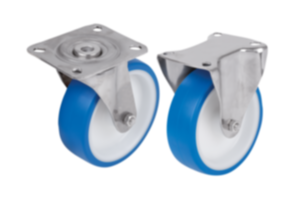 Swivel and fixed casters stainless steel for sterile areas Swivel and fixed casters stainless steel for sterile areas