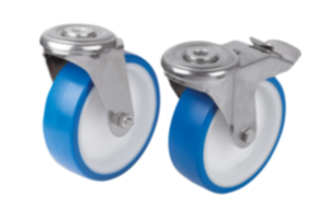 Swivel casters with bolt hole stainless steel for sterile areas