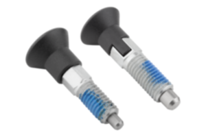 Indexing plungers ECO, steel or stainless steel with plastic mushroom grip and thread lock Indexing plungers ECO, steel or stainless steel with plastic mushroom grip and thread lock