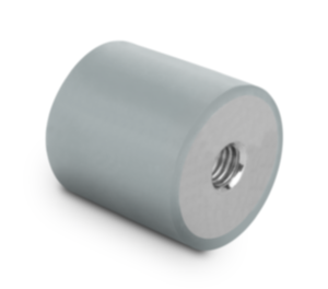 Rubber buffers stainless steel type C cylindrical with internal thread both sides, gray