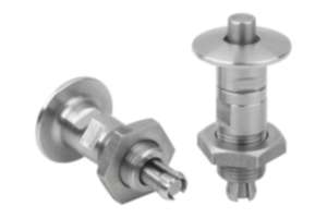 Locking pins, stainless steel with stainless steel mushroom grip Locking pins, stainless steel with stainless steel mushroom grip